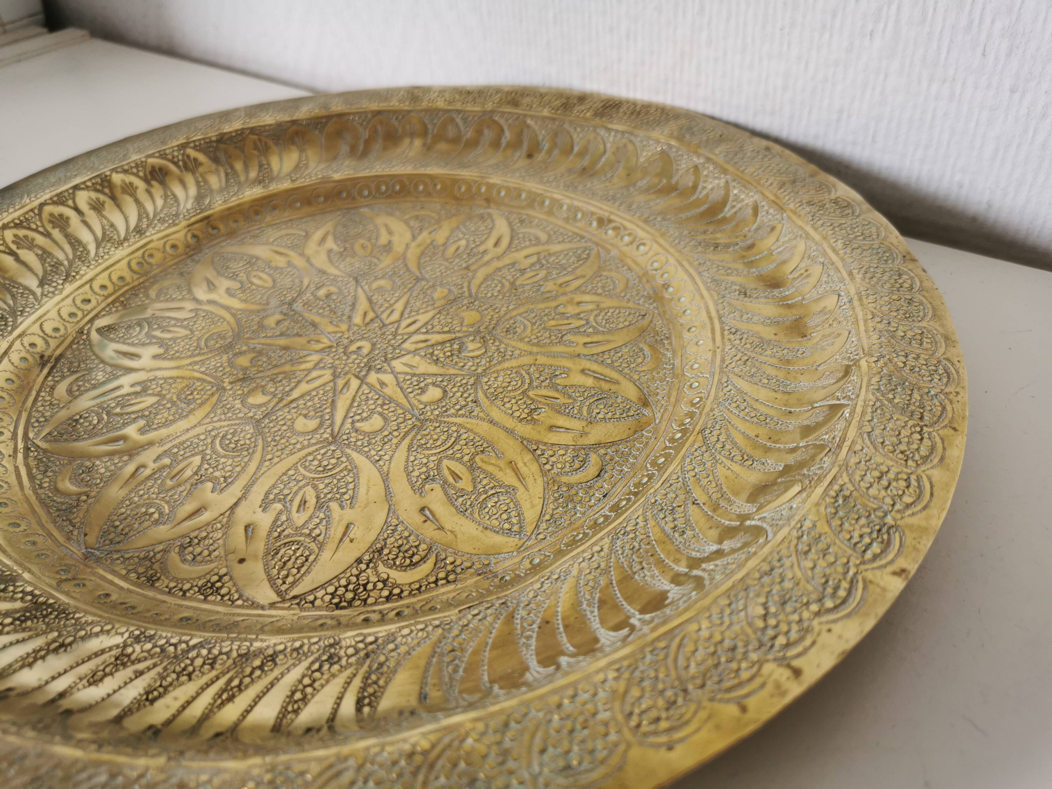 Moroccan copper/brass engraved serving tray