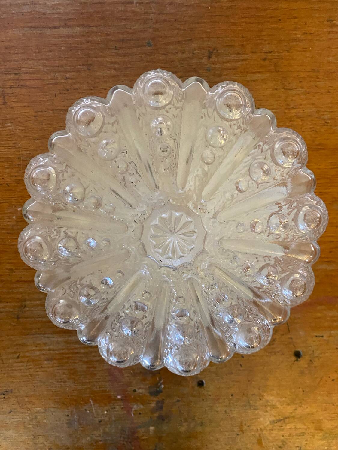 Antique Wall Lamp Ceiling Light Molded Glass + Vintage Black Metal Bracket