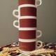 Set of 5 brown/white Negresco coffee cups, in opal glass from Arcopal, 1970