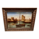 painting fixed under glass port of La Rochelle 19th century