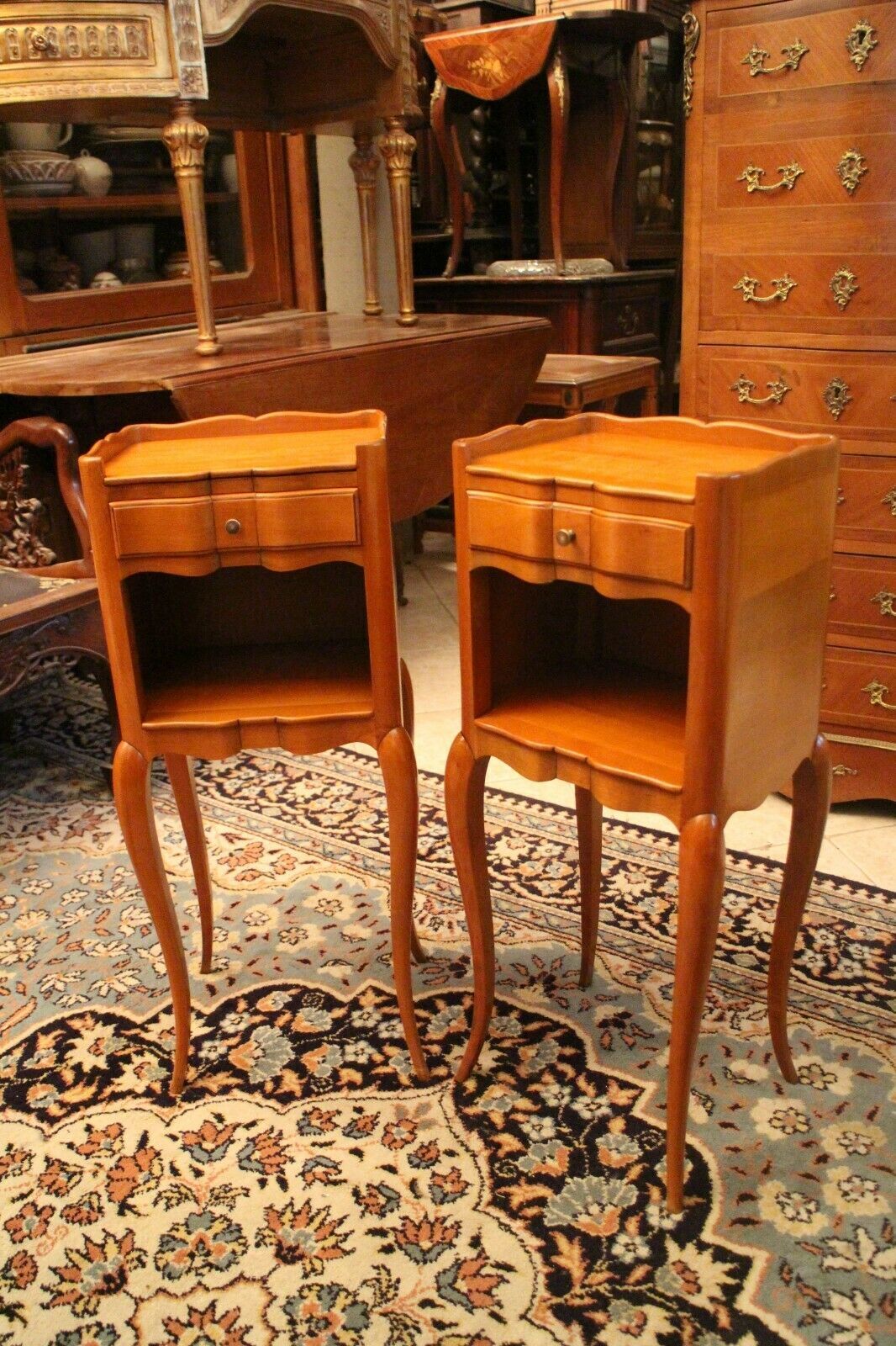 Pair of bedside tables sofa tips in louis XV-style massive cherry