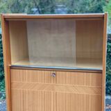 Vintage Scandinavian secretary in lacquered wood with display cabinet and drawers