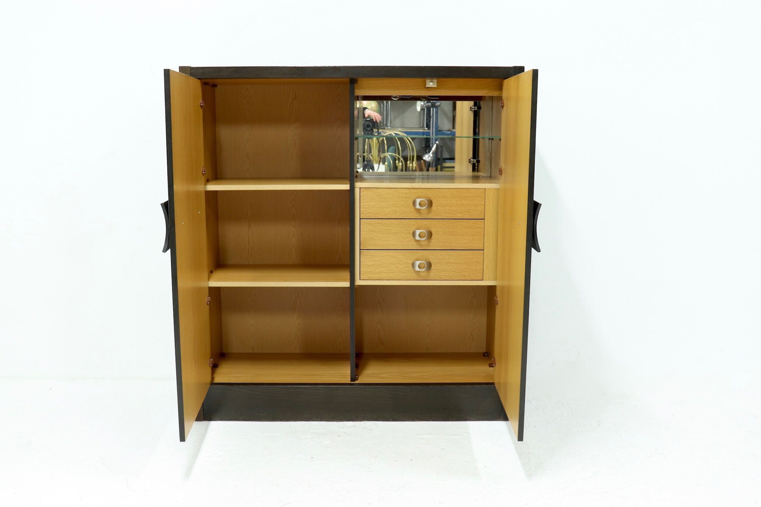 Brutalist Belgian Bar Cabinet in Dark Brown Stained Oak, 1970s