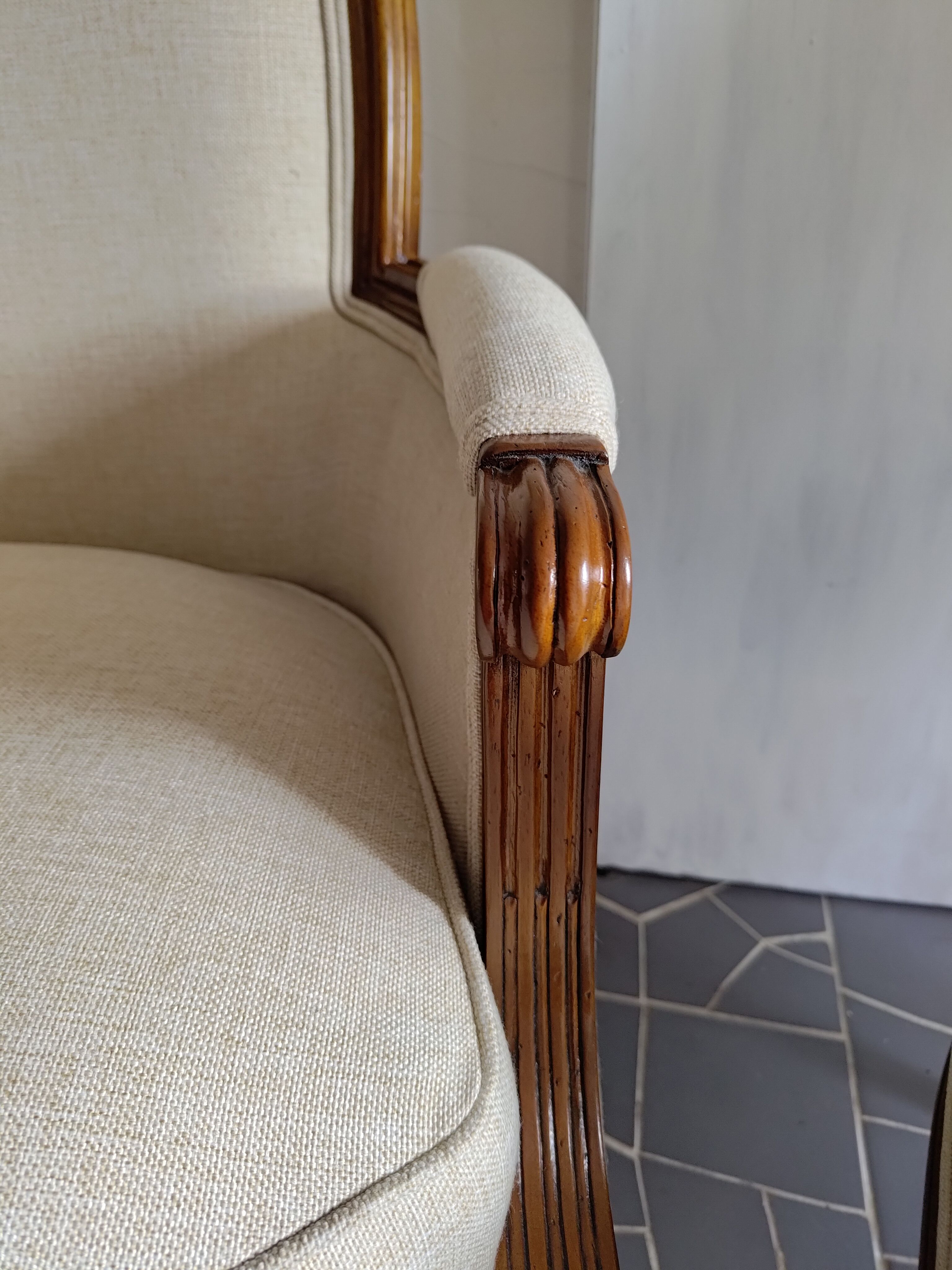 pair of Louis XVI style bergères armchairs