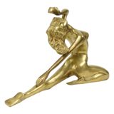 Sculpture de style Art déco femme nue en laiton massif