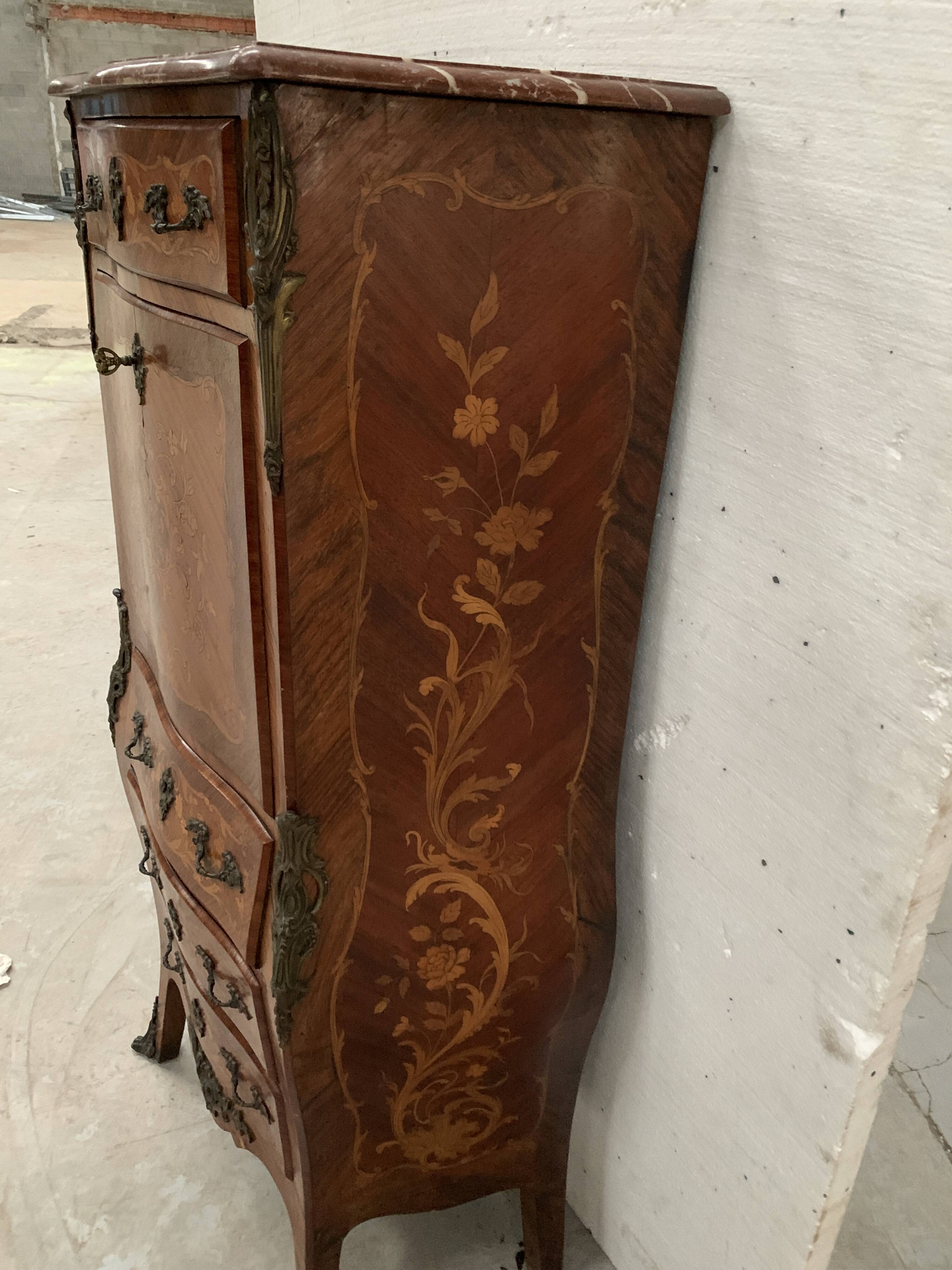 Louis XV style lady's secretary in light wood marquetry, 20th century