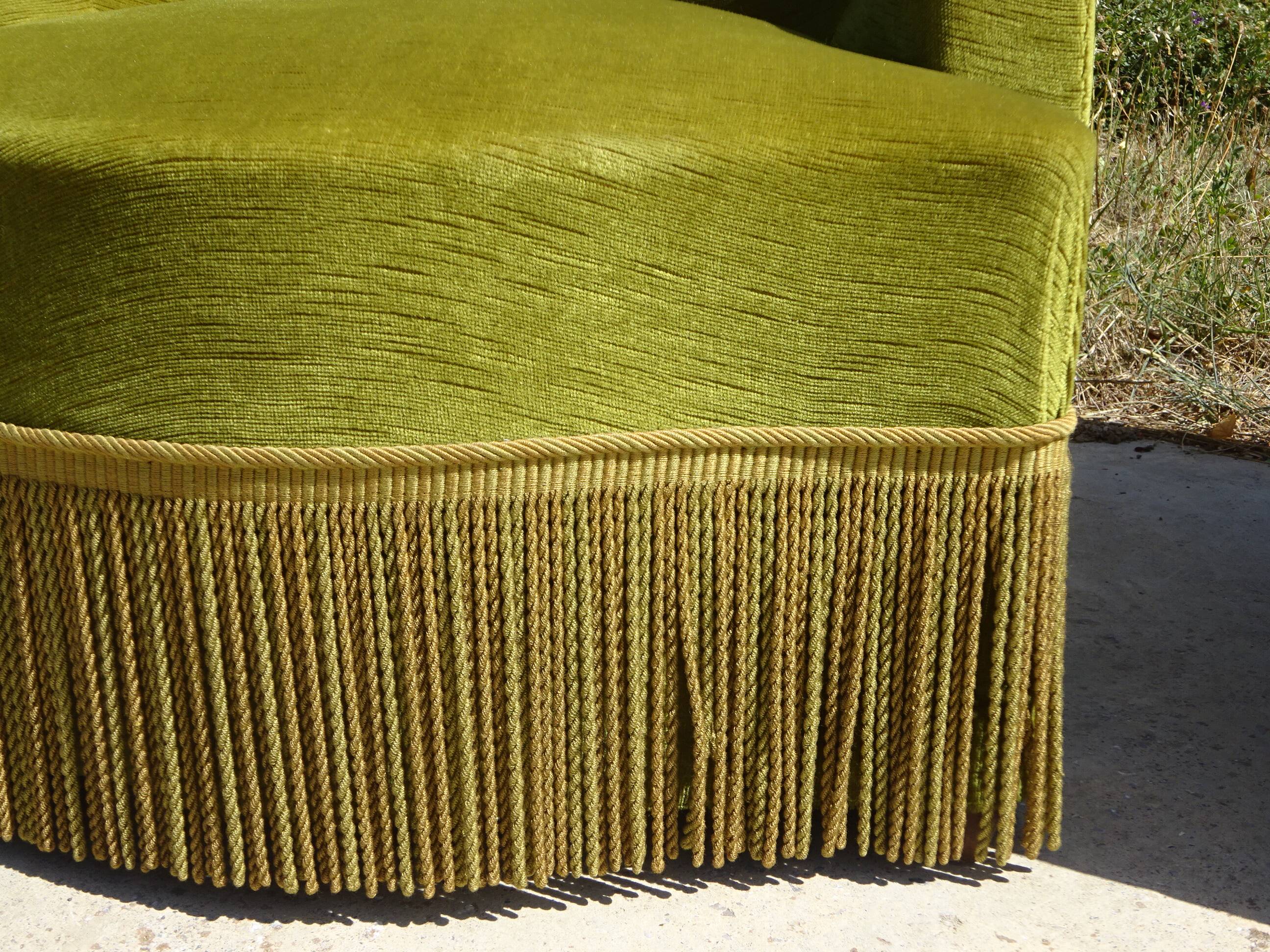 Fauteuils crapauds en velours vert, les 2