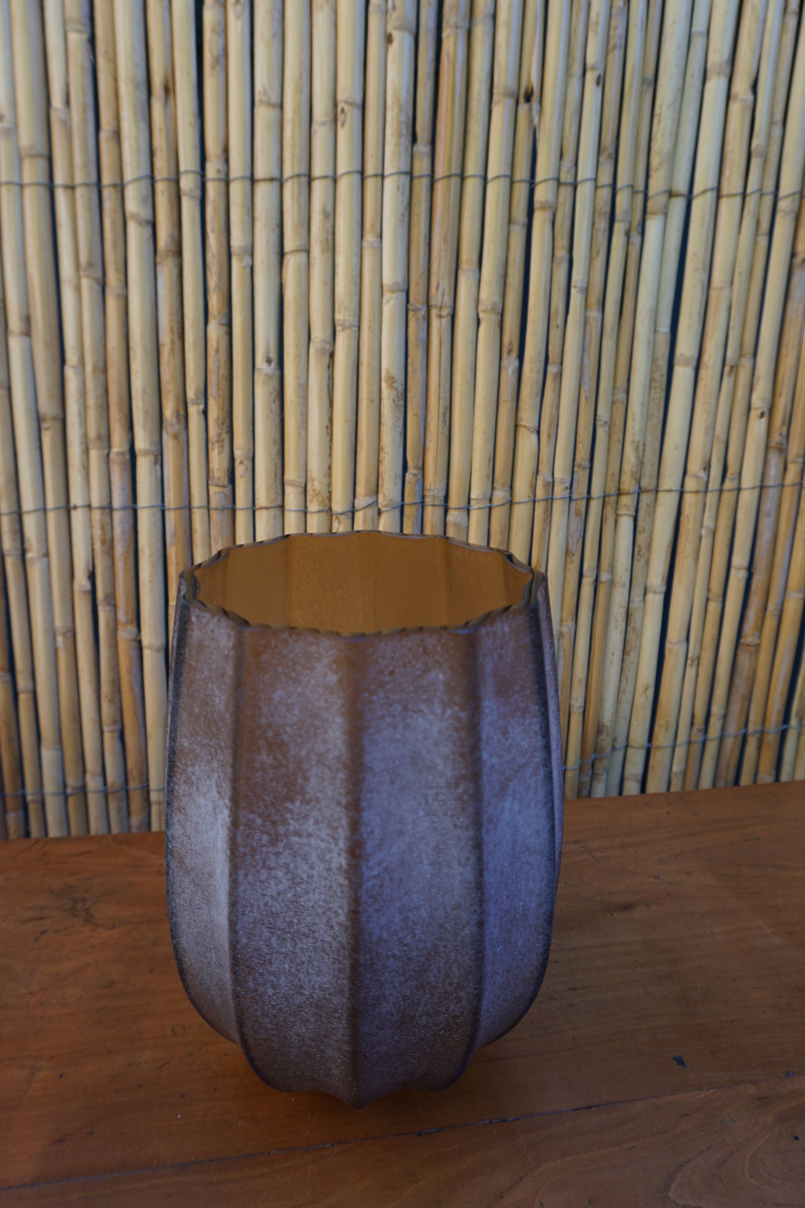 Brown frosted glass vase