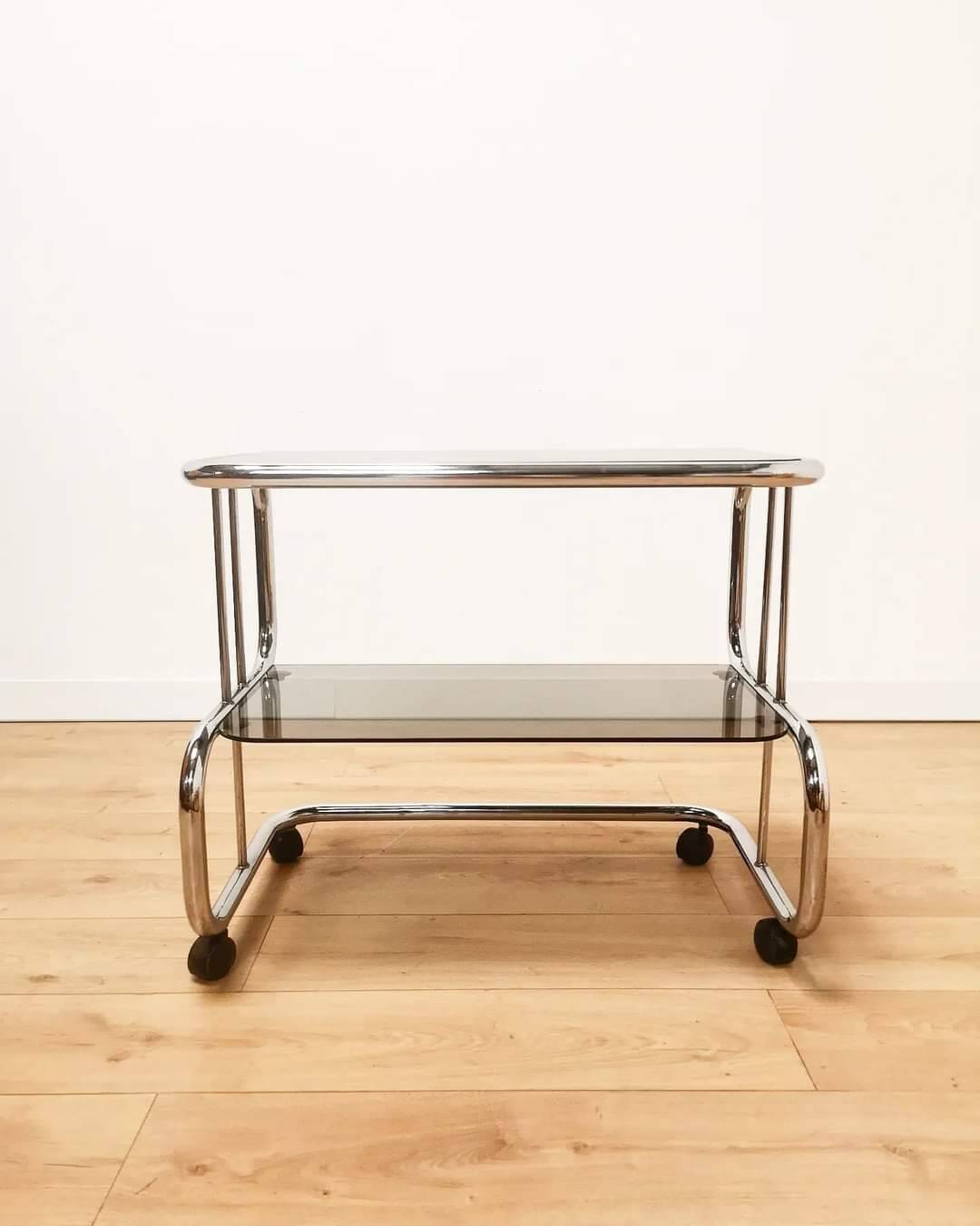 70s aluminum server and double smoked glass trays