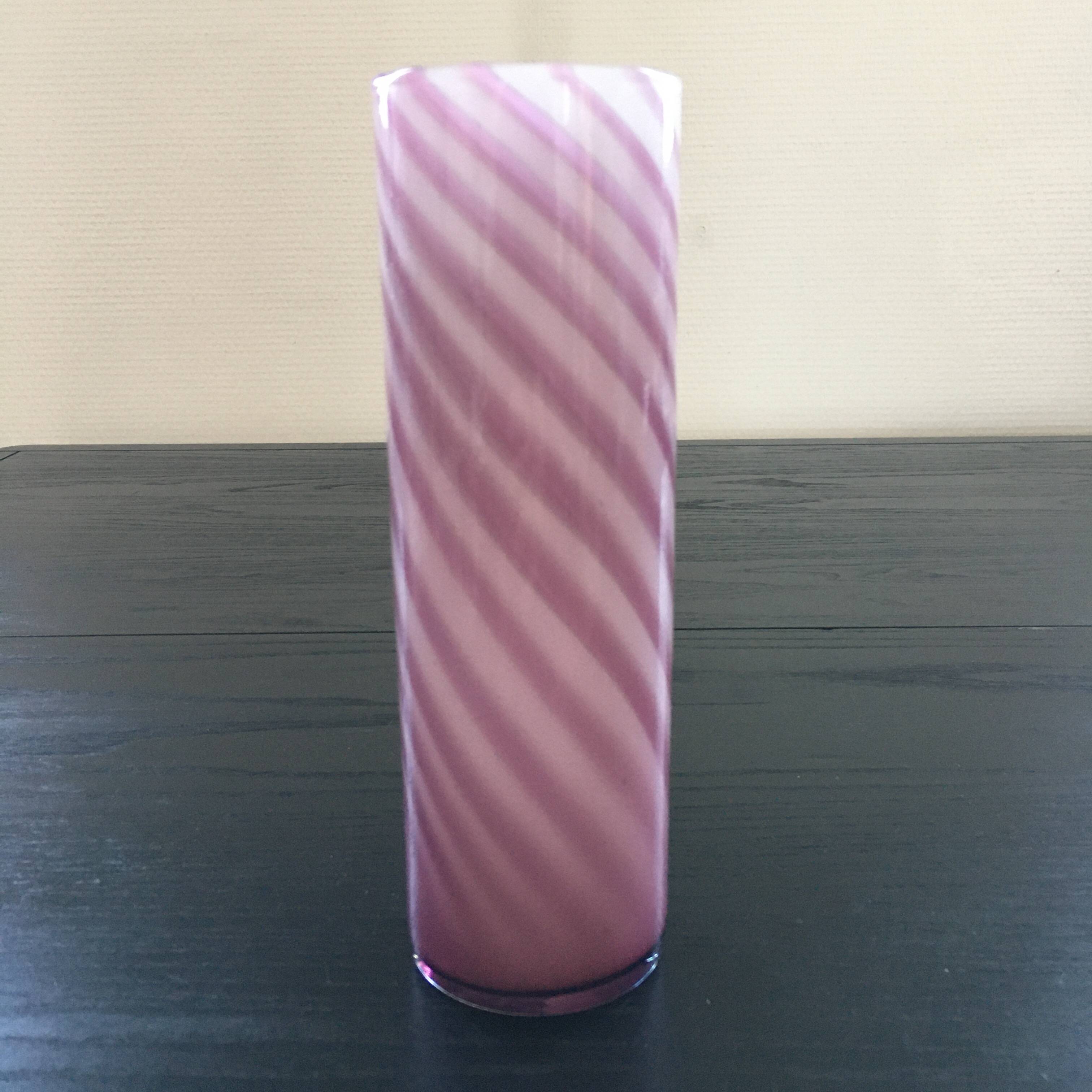 Two-tone pink glass vase