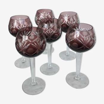 Set of 6 Bohemian crystal glasses