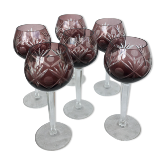Set of 6 Bohemian crystal glasses