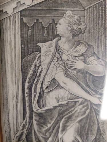 Philip Galle (1537-1612) "Lucretia" Engraving Burin
