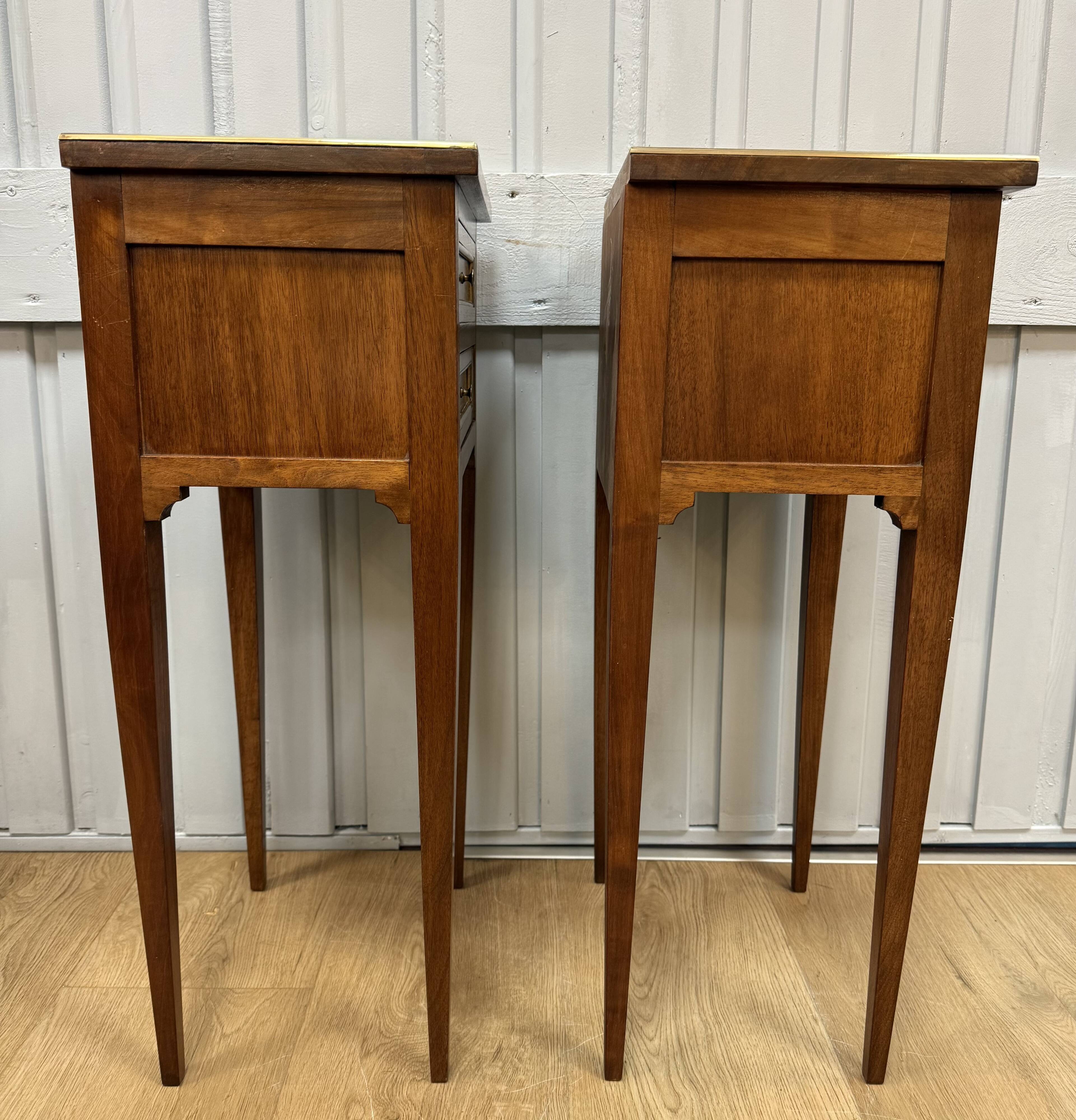 Pair of walnut bedside tables