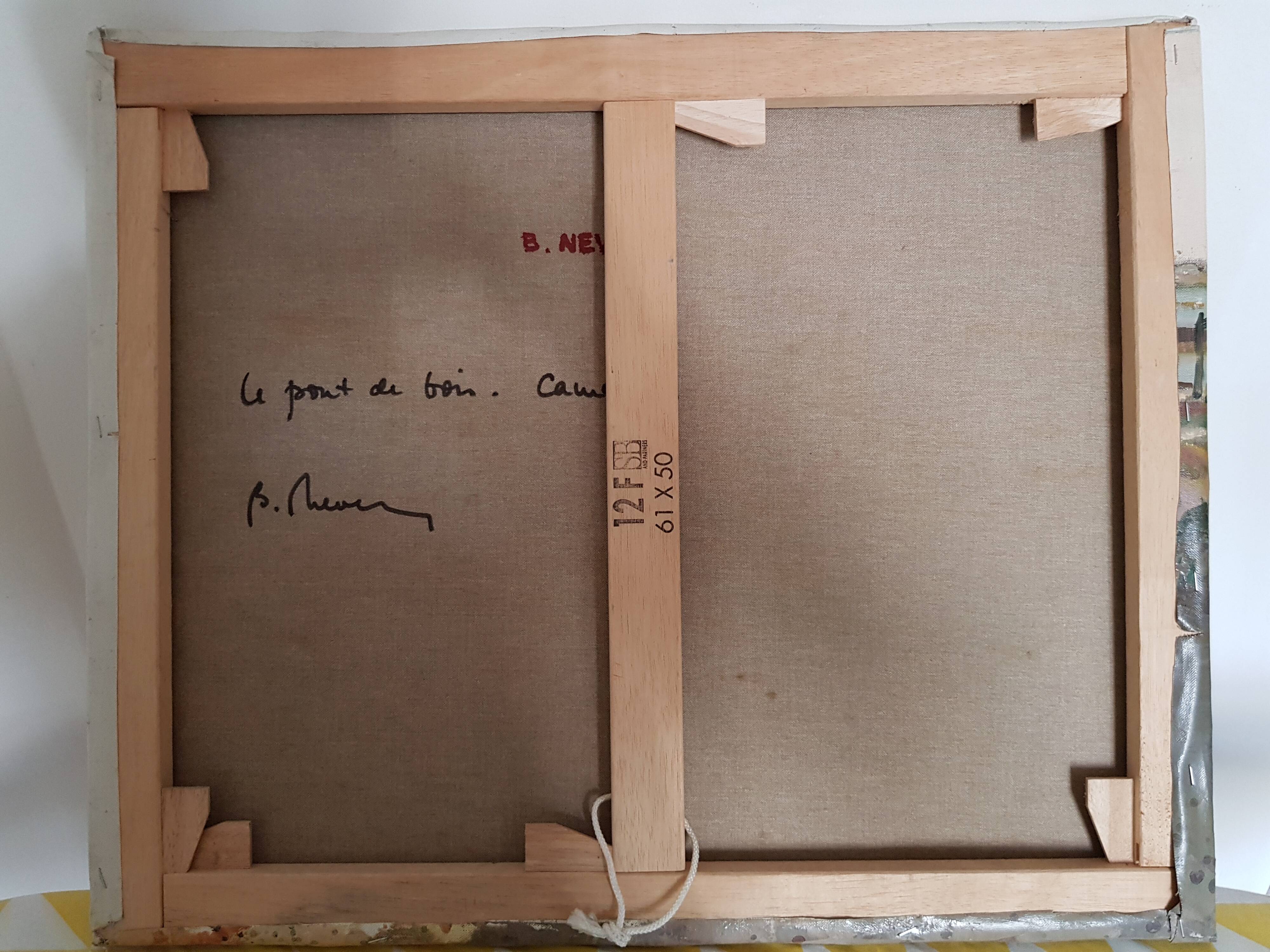 Oil on canvas, wooden Bridge in Camargue, signed