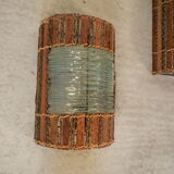 Pair of wooden and glass slats sconces