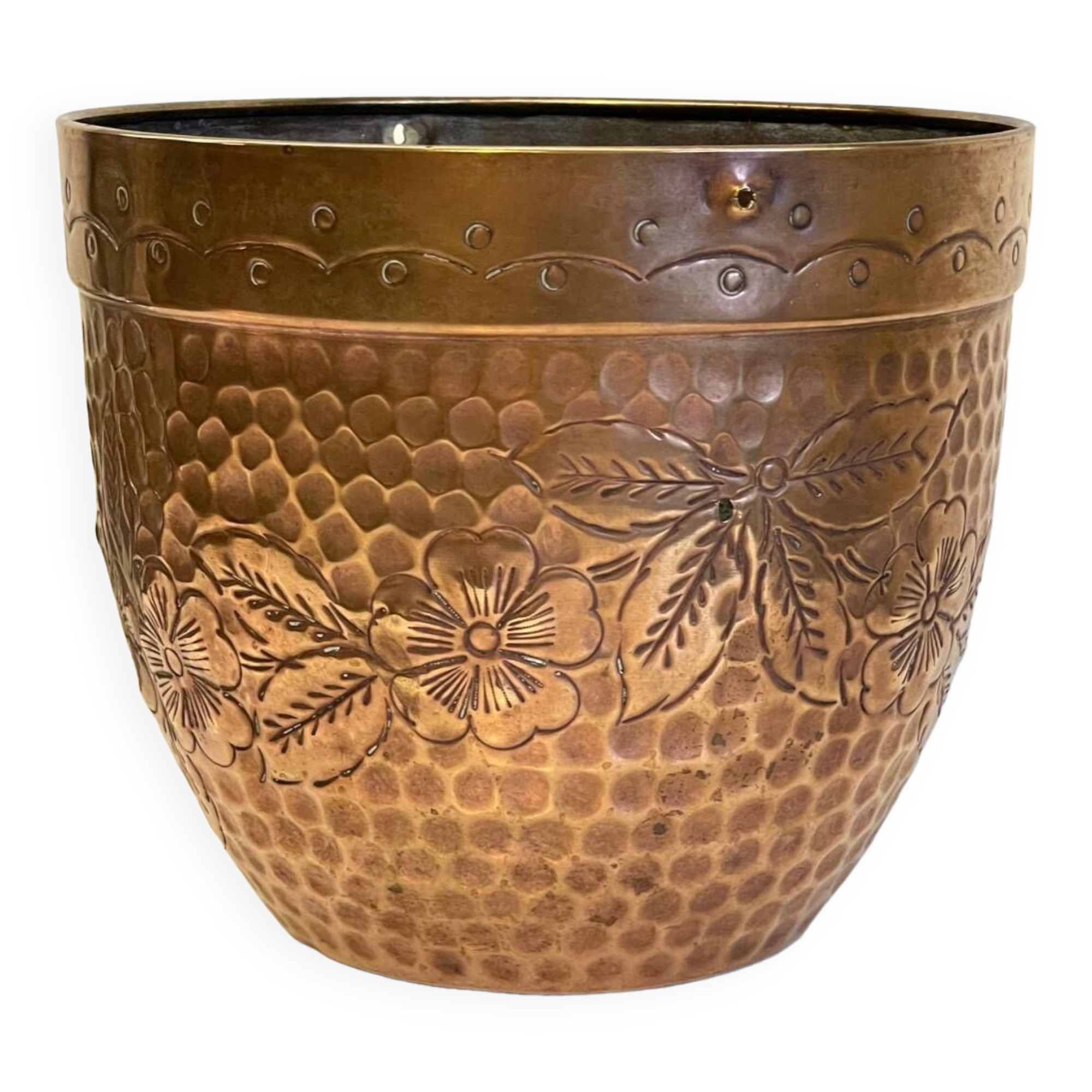 Large planter by villedieu in brass 1970s - 1980s