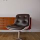Set of 4 Executive Strafor shell chairs in leather, plastic and chrome 1970s