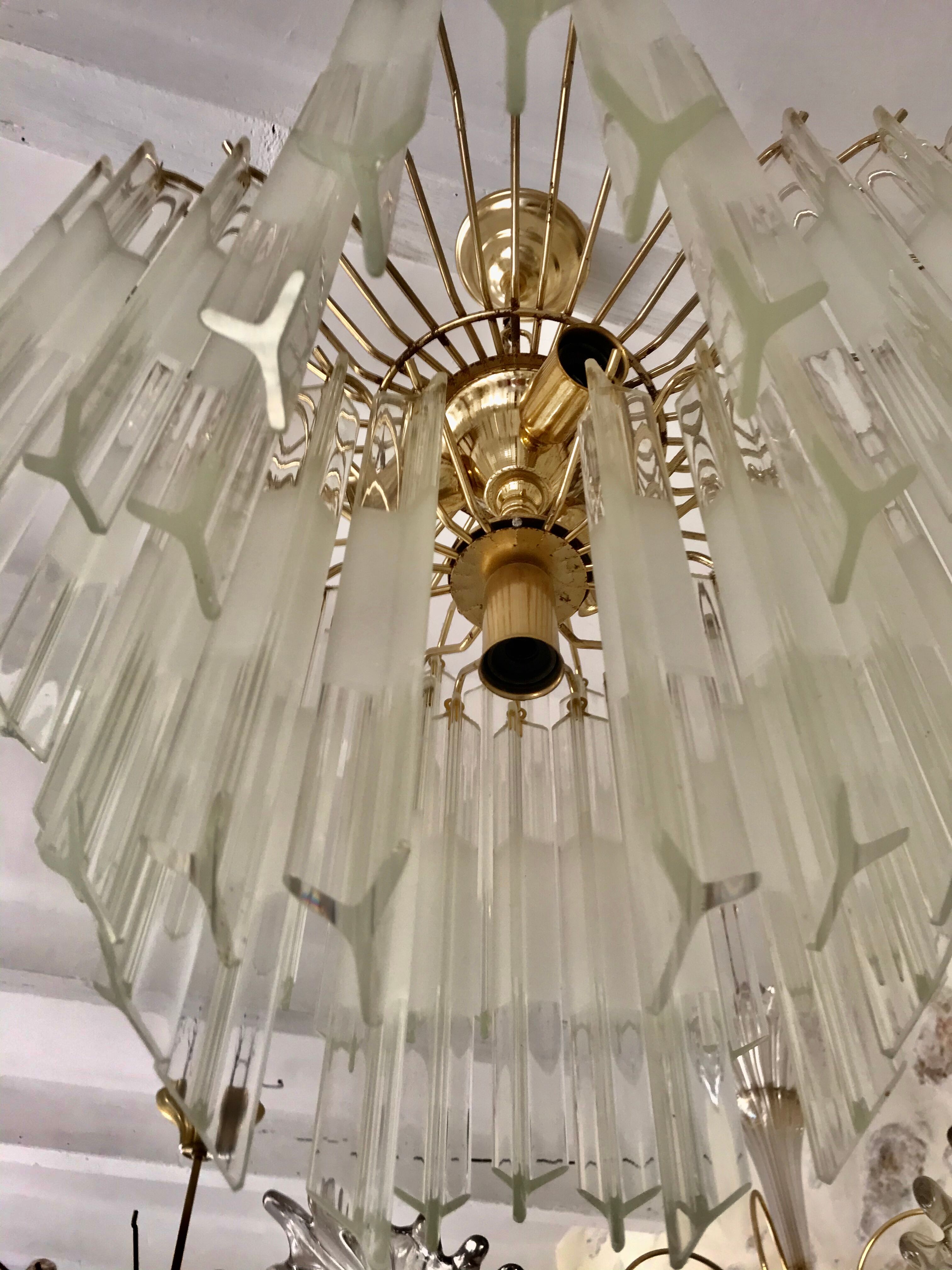 Venini Triedi Crystal Chandelier 1970