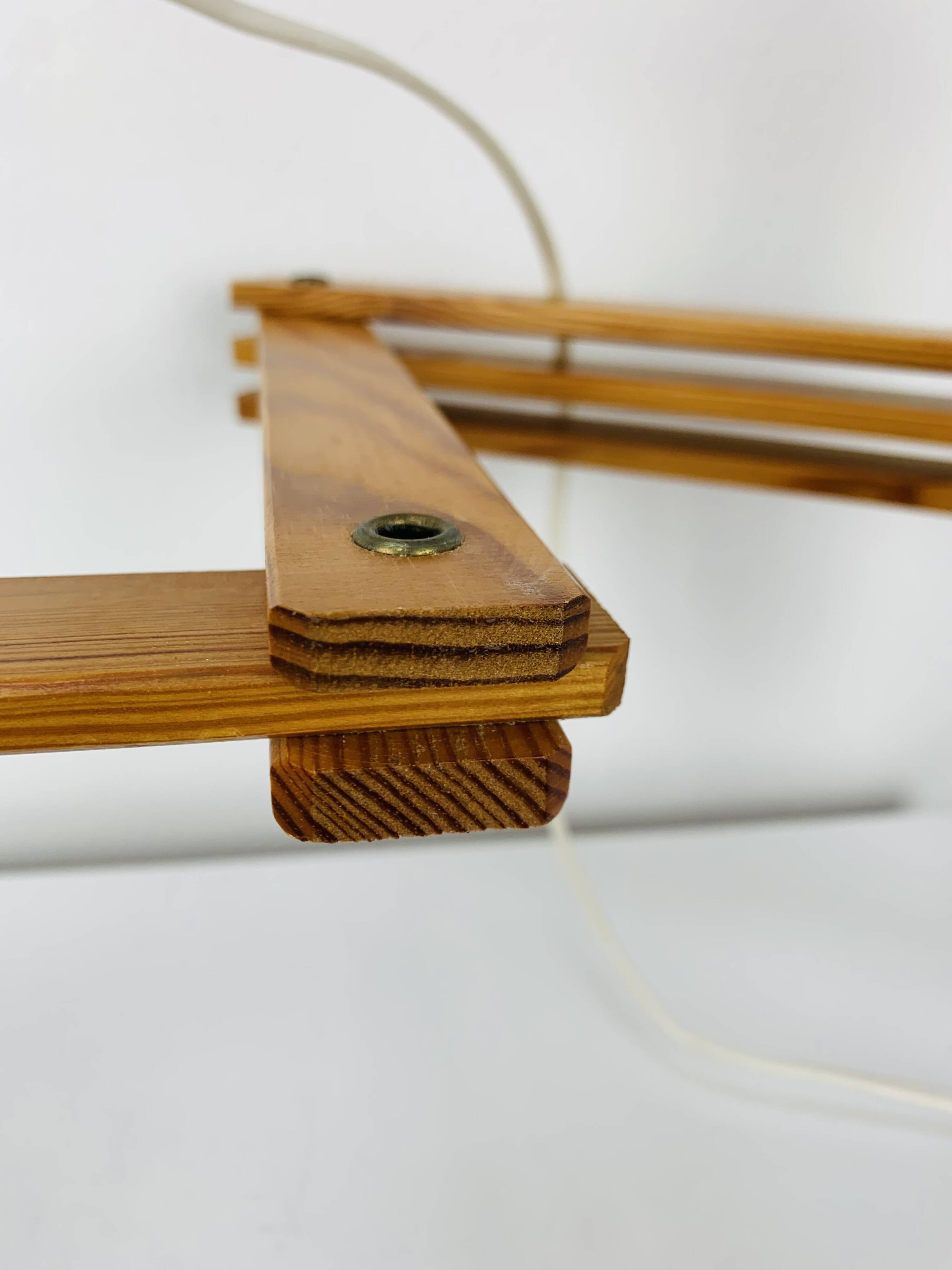 Vintage Ikea pine accordion folding wall lamp, 1980s