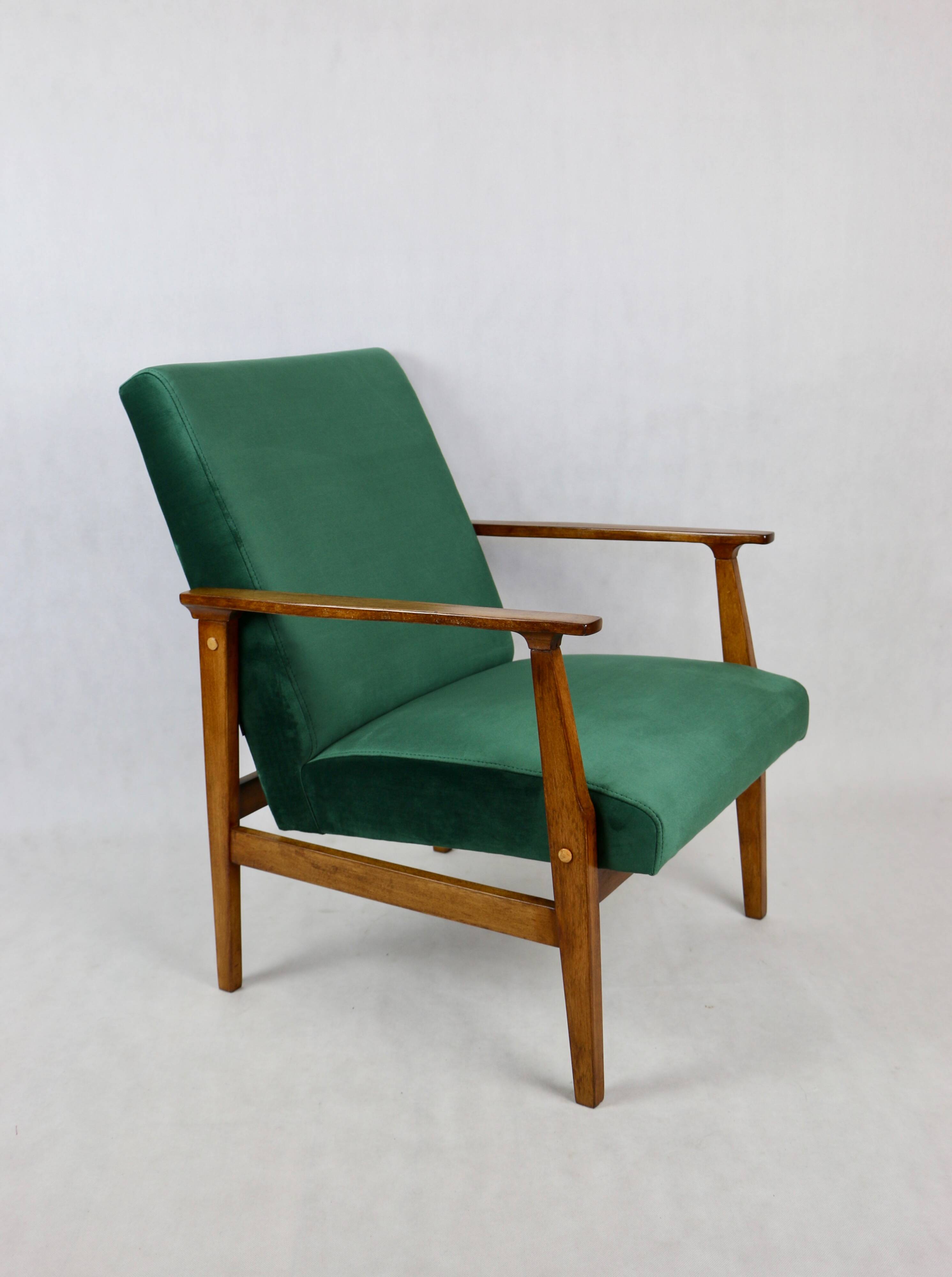 Chaise longue vintage en velours vert, années 1970