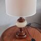 Table lamp foot turned wood and alabaster, round ecru lampshade, 50s