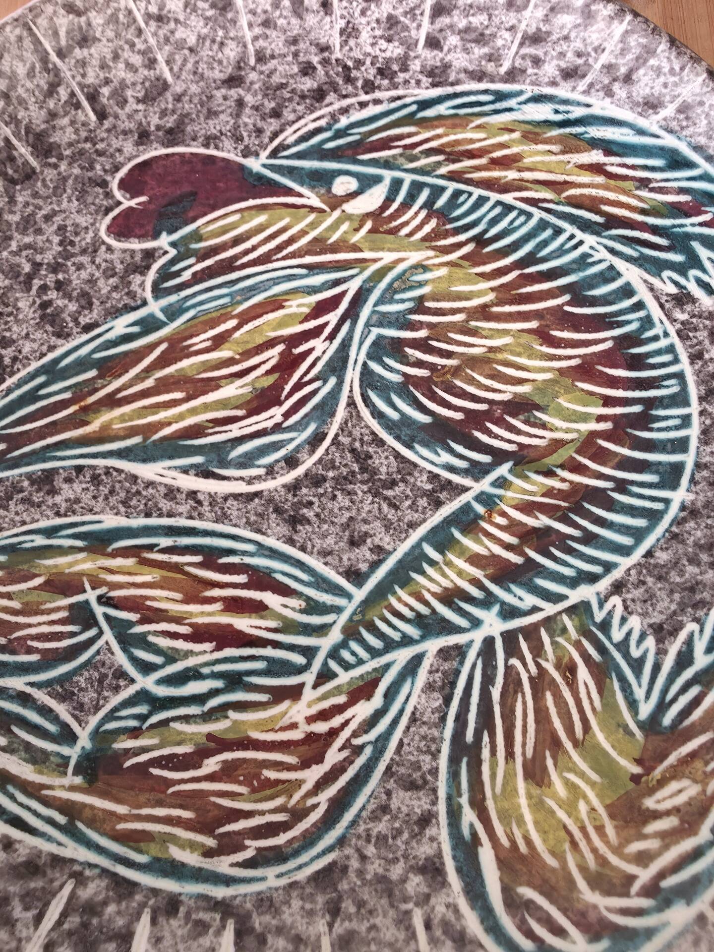 Fish plate Vallauris signed Borty, 1950s-60s