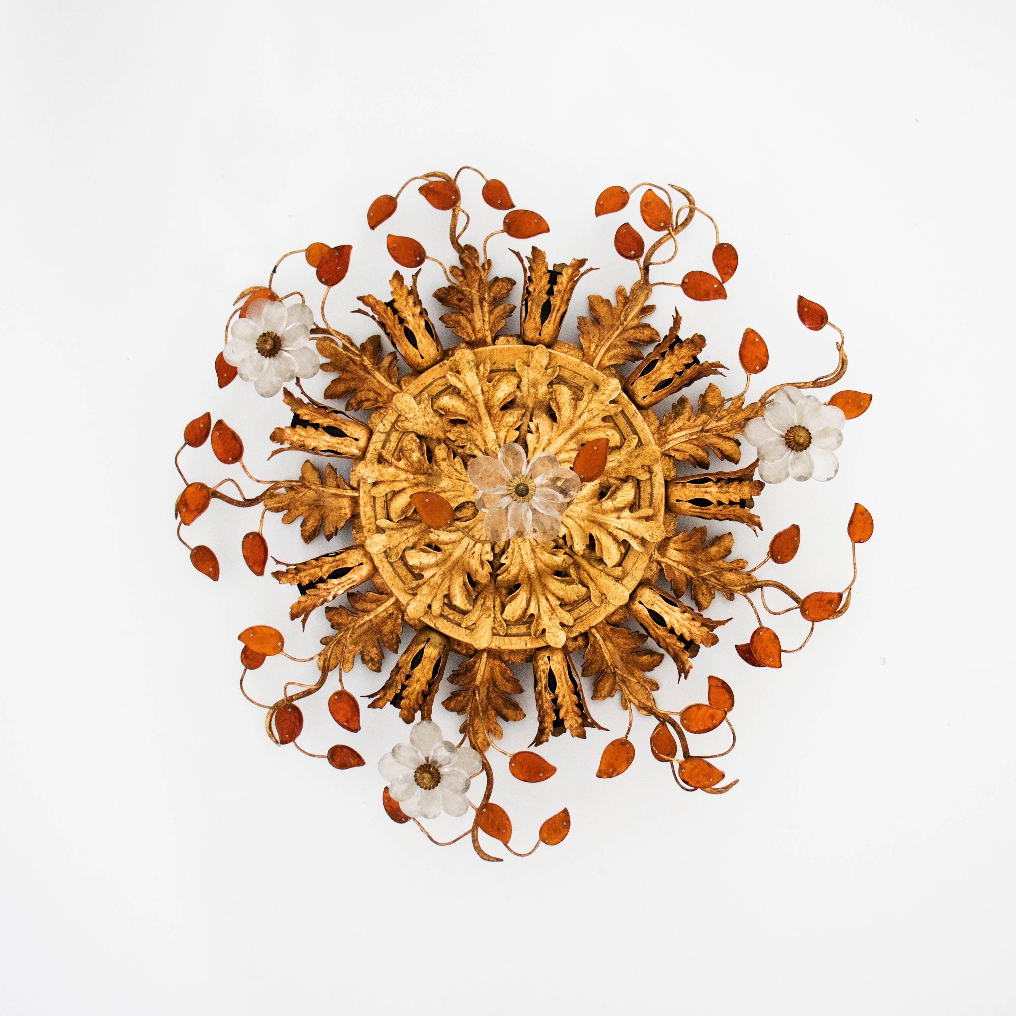 Banci Firenze sunburst flush mount / wall lamp - antique gold painted