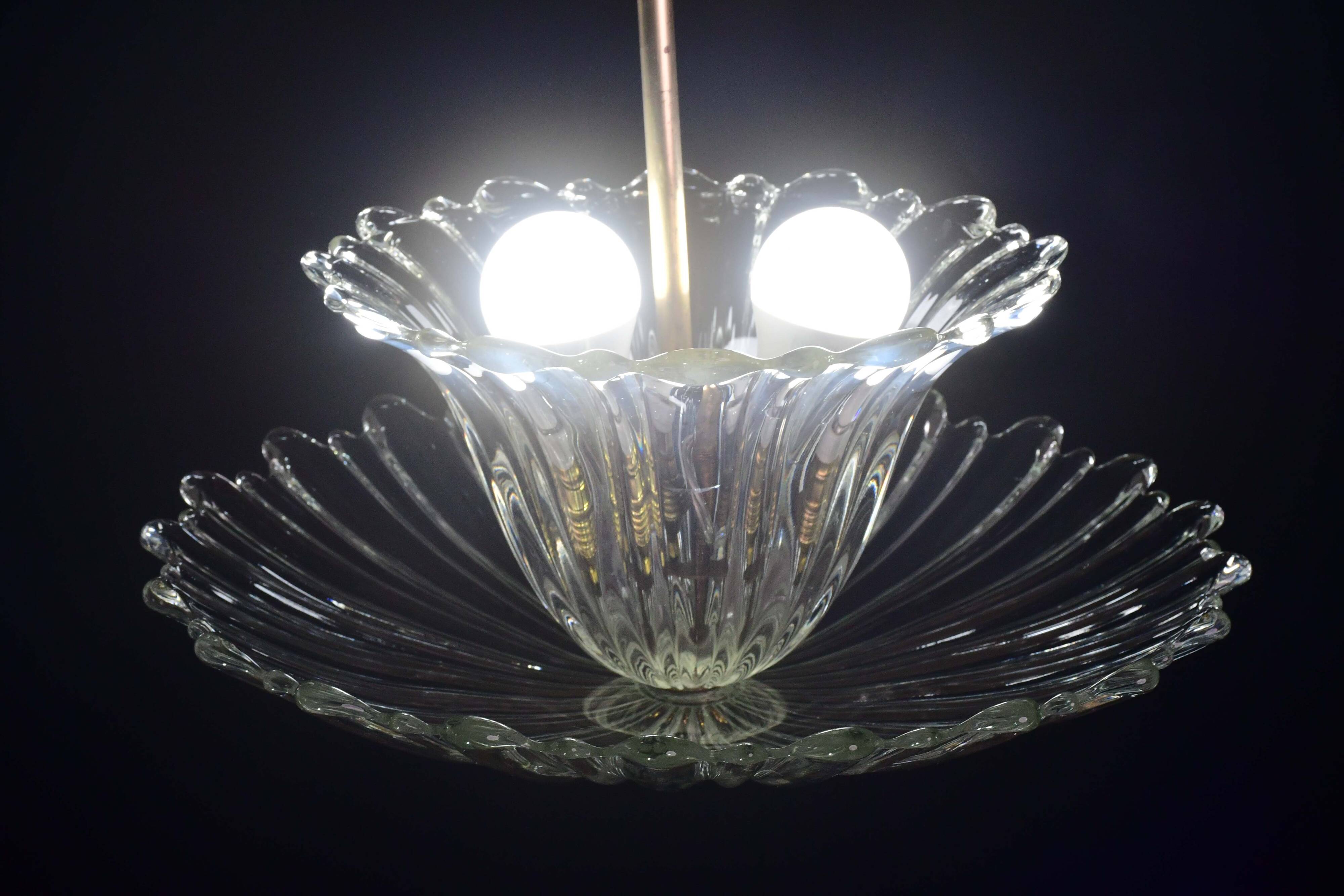 Art Deco pendant light Murano glass by Barovier, 1950