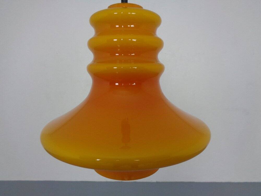 Orange glass ceiling light from Doria, Germany, 1960s.