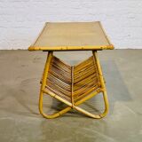 Bamboo and rattan coffee table, France 1960's