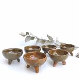Set of 6 terracotta tripod bowls anthropomorphic shape