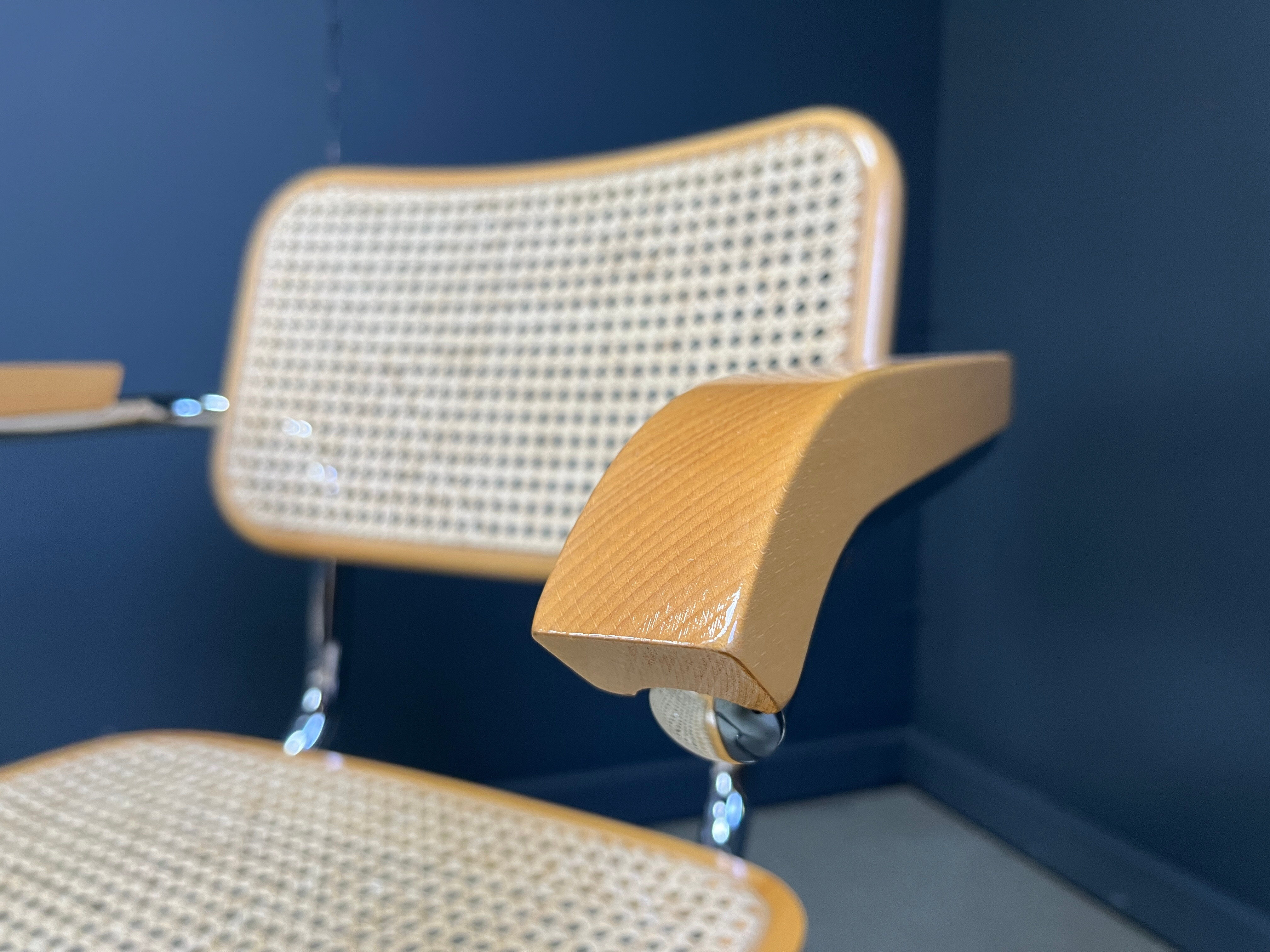 Set of 4 stackable vintage Marcel Breuer style armchairs, made in Italy, 1970s