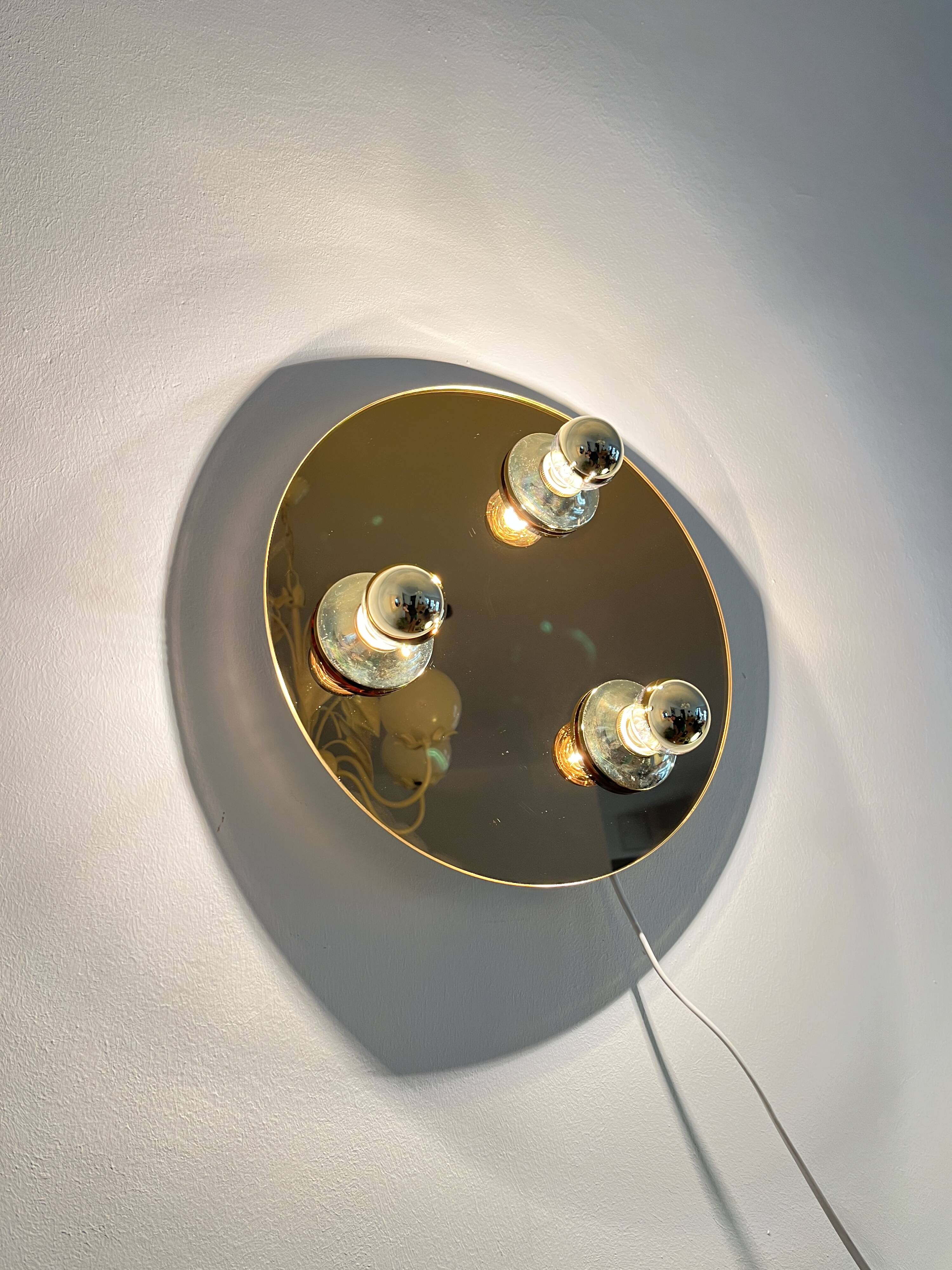 Vintage Pop Art Space Age Bronze mirrored Wall Lamp, Eglo, Germany, 1980s