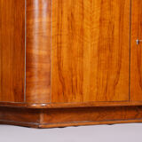 Art deco walnut bookcase, well-preserved original condition, czechia, 1950s