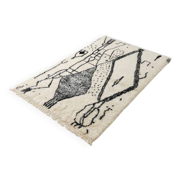 Black and white Azilal Moroccan rug