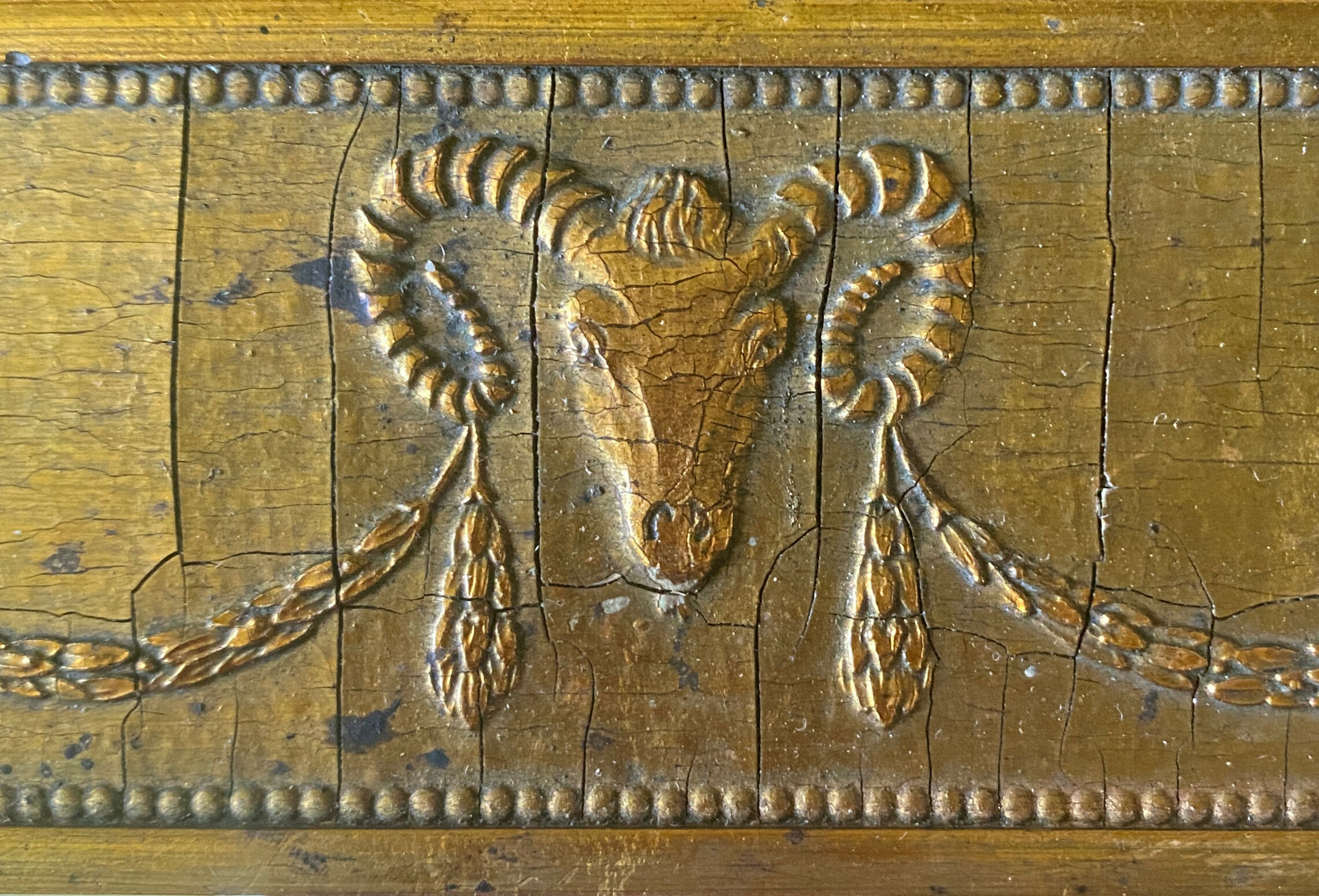 Framed mirror "friezes and ram's head" neoclassical