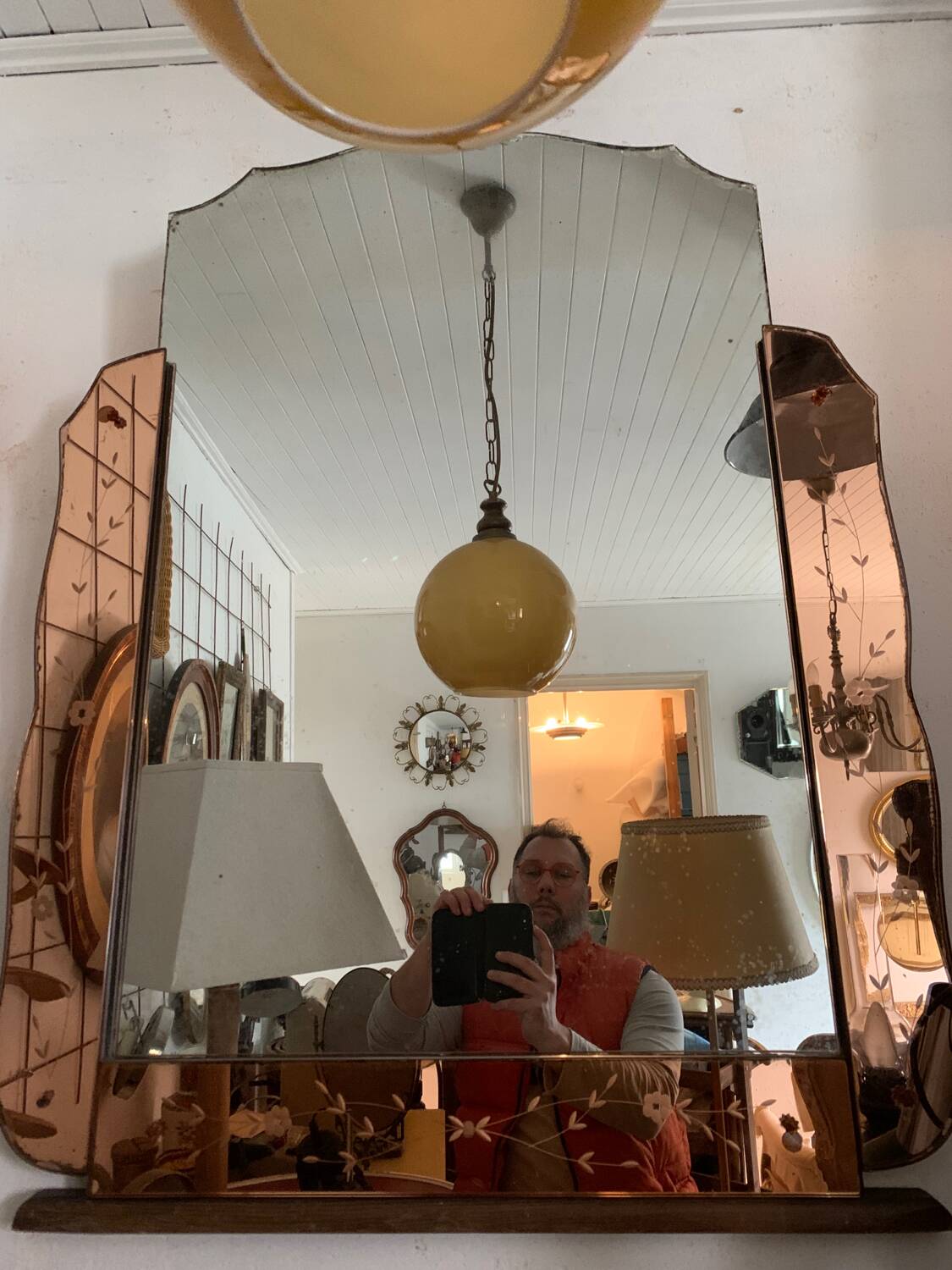Venetian mirror vintage art deco, 77x101 cm
