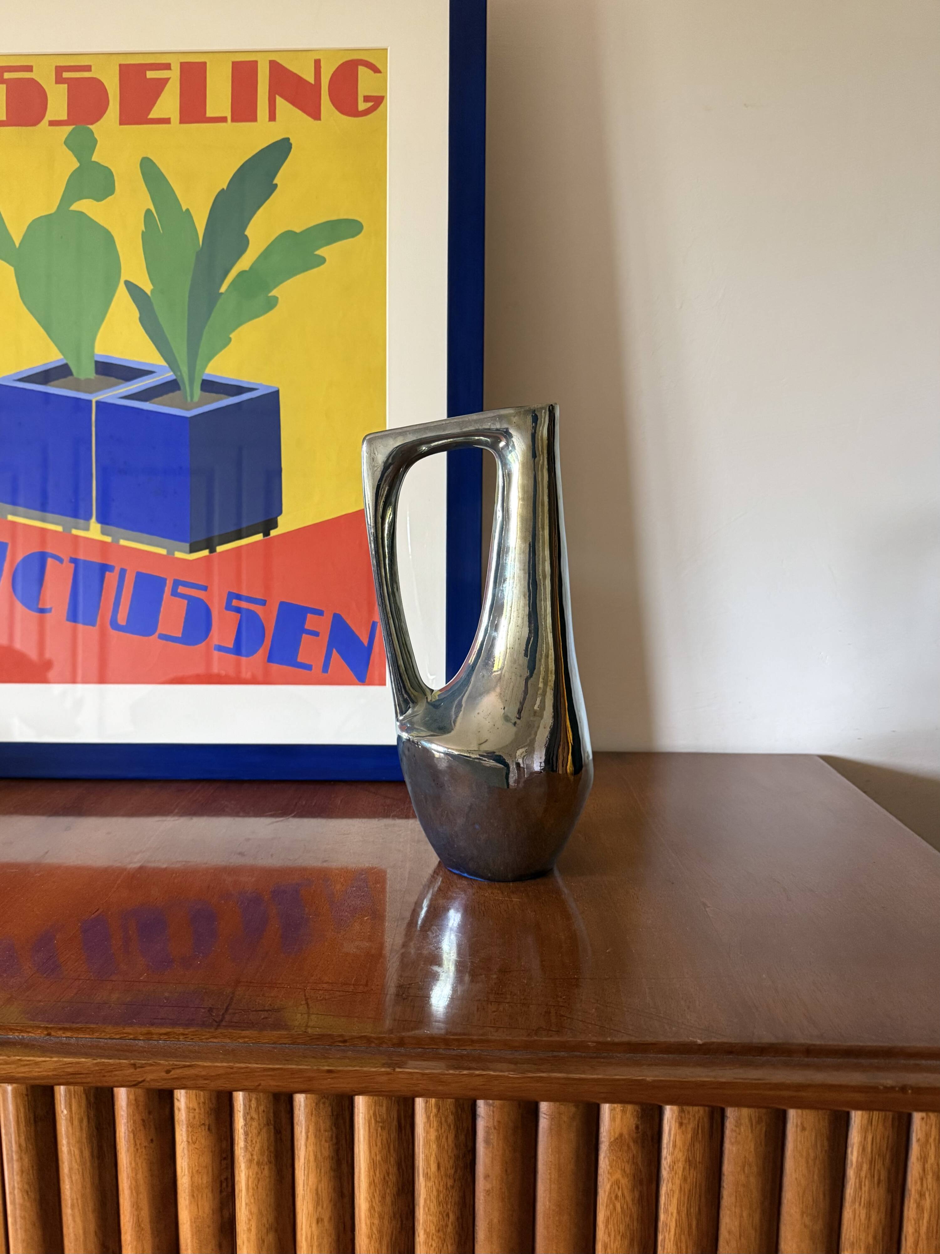 A. Cytère, modern iridescent gres vase, Rambervillers France 1950s