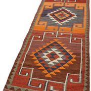 Turkish Handwoven Vintage Herki Kilim 90 cm x 318 cm
