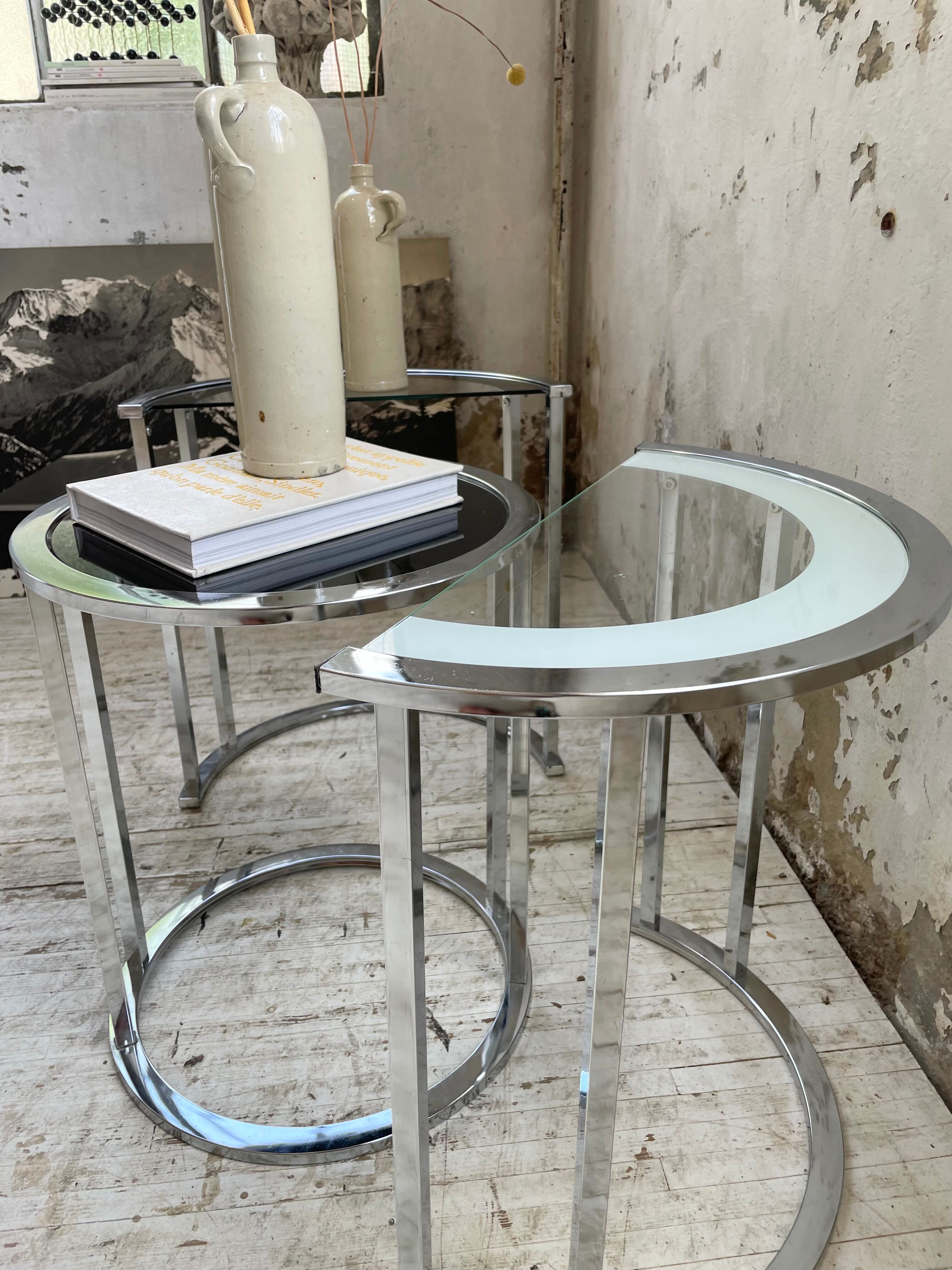 Trio of 70s chrome consoles