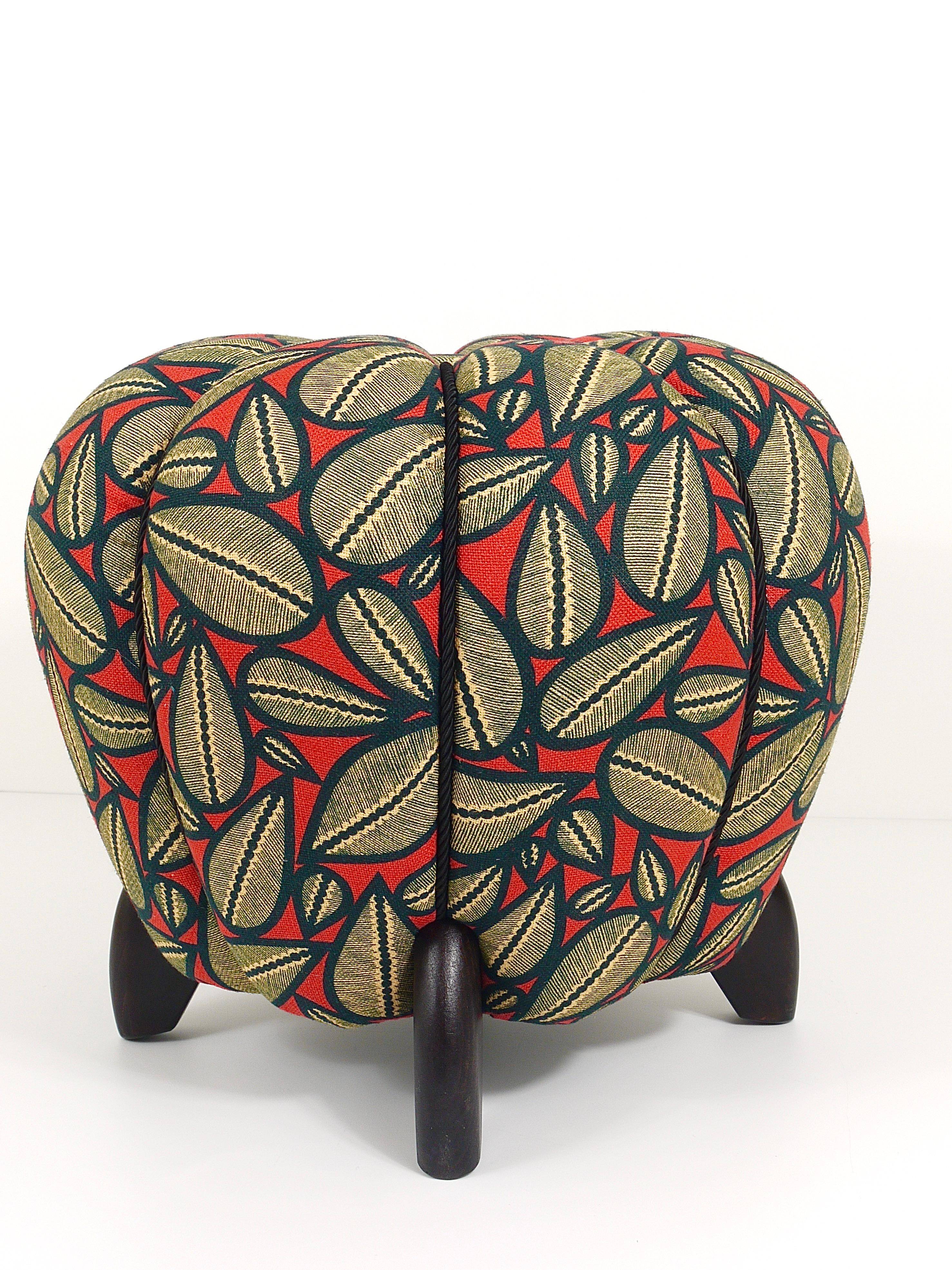 up to 3 Art Deco stools by Jindrich Halabala, leaf pattern, pouf, ottoman, 1930s