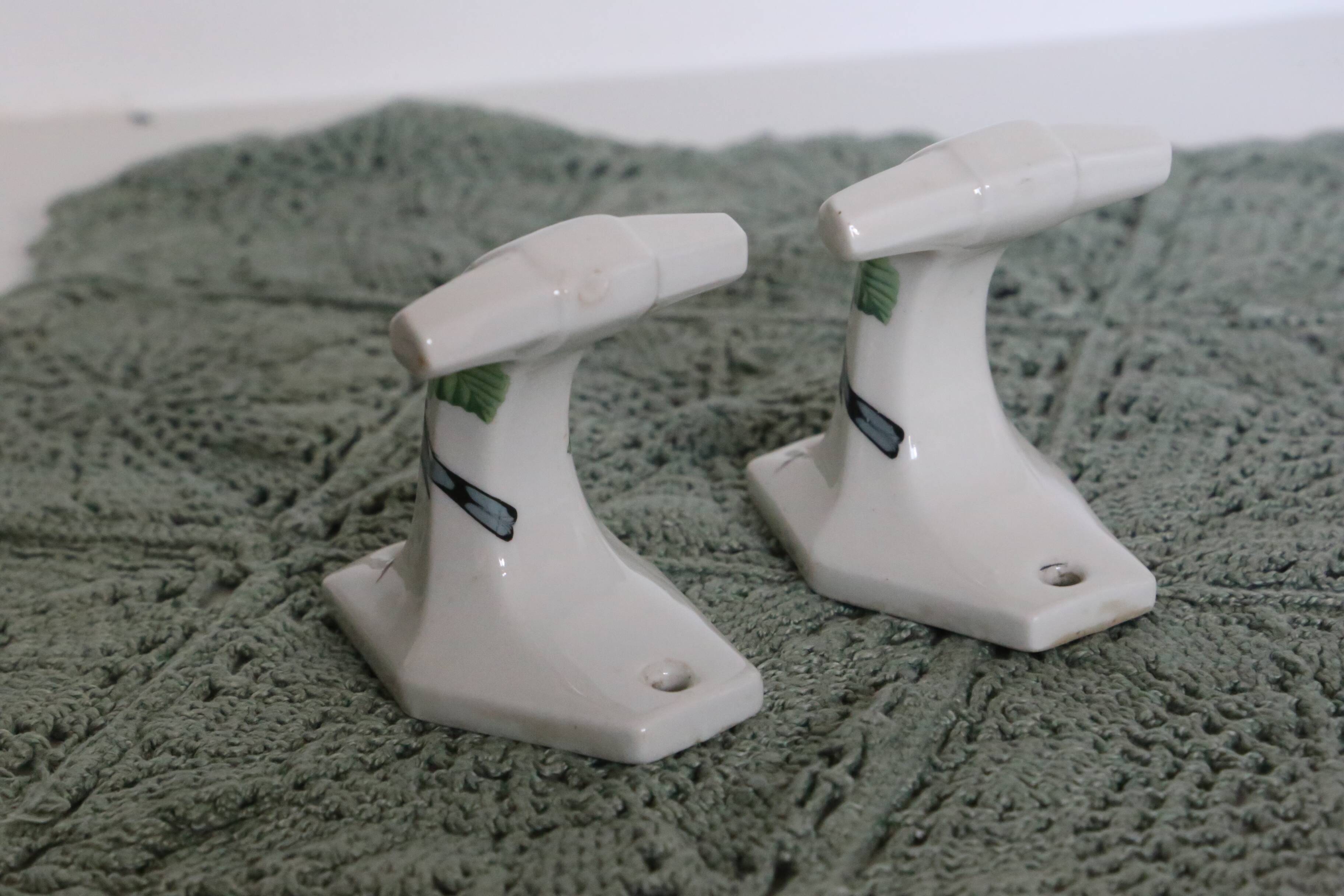 Pair of Paris porcelain coat hooks