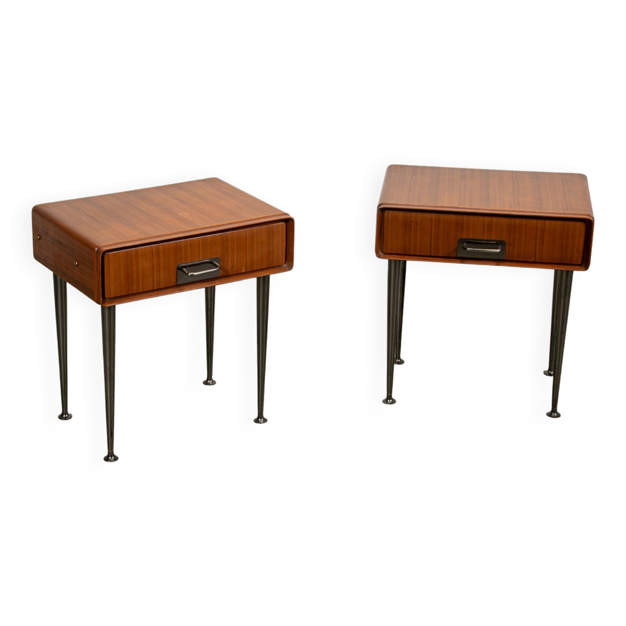 Italian nightstands in teak with brass details, circa 1970