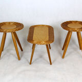 Mid-century rattan stools attributed to Jan Kalous for úluv, Czechoslovakia, 1960s, set of 3