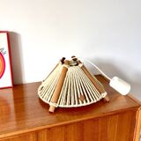 Scandinavian pendant light in wood and wool made in the GDR 60s-70s