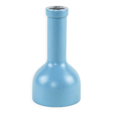 Wooden candlestick with blue enamel accent, Danish design from the 1970s,