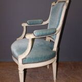 Pair Of Louis XVI Style Armchairs In White Lacquered Walnut Around 1900