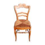 Antique wooden chair seated straw mustache