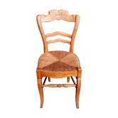 Antique wooden chair seated straw mustache
